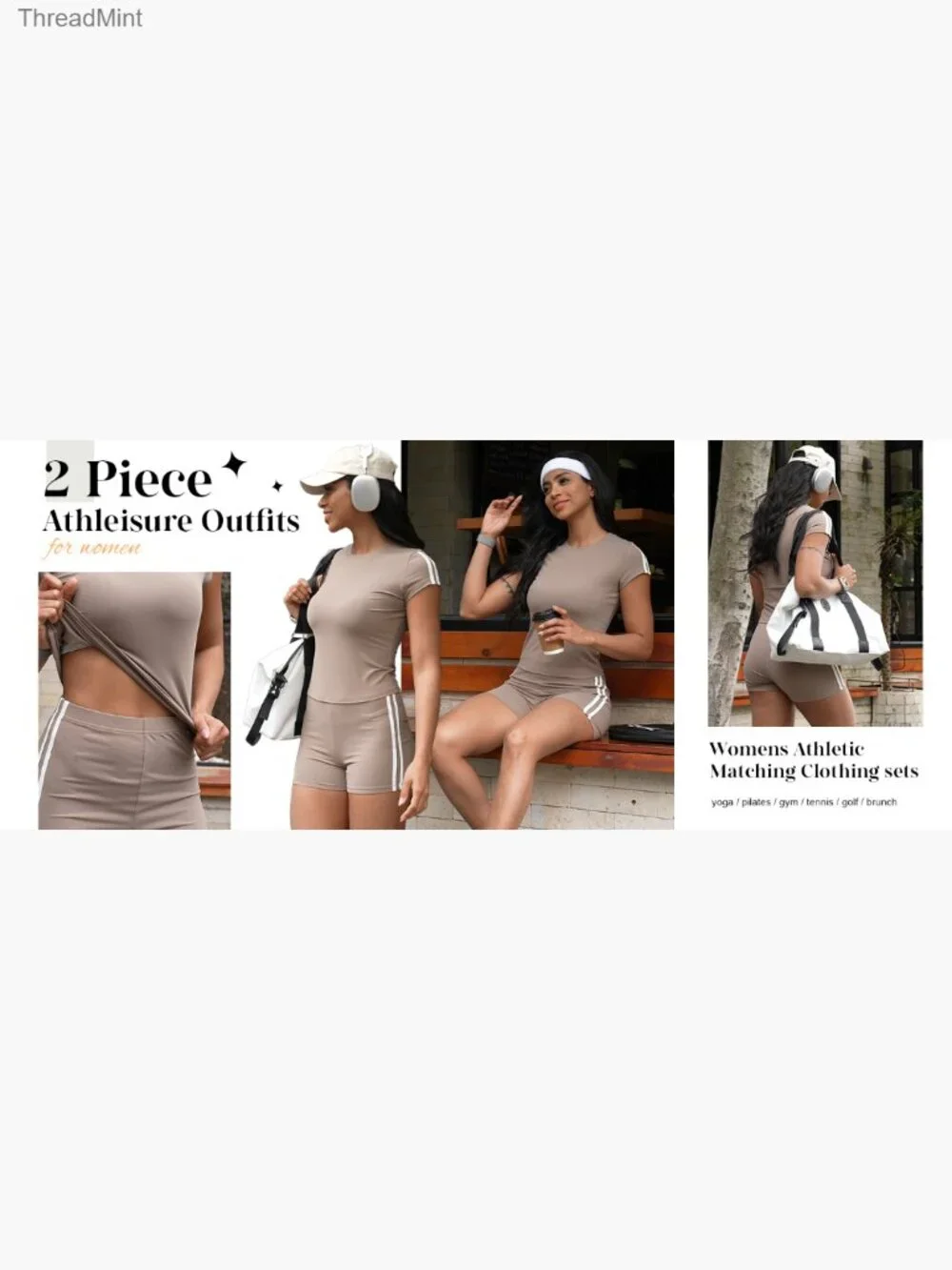 Two Piece Lounge Set Contrast Side Stripes Workout Outfit Athletic Matching Set